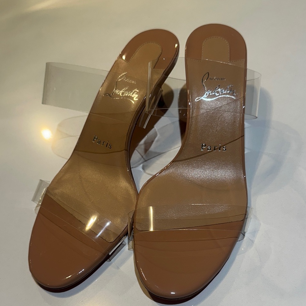 Christian Louboutin Brown and Clear Heels